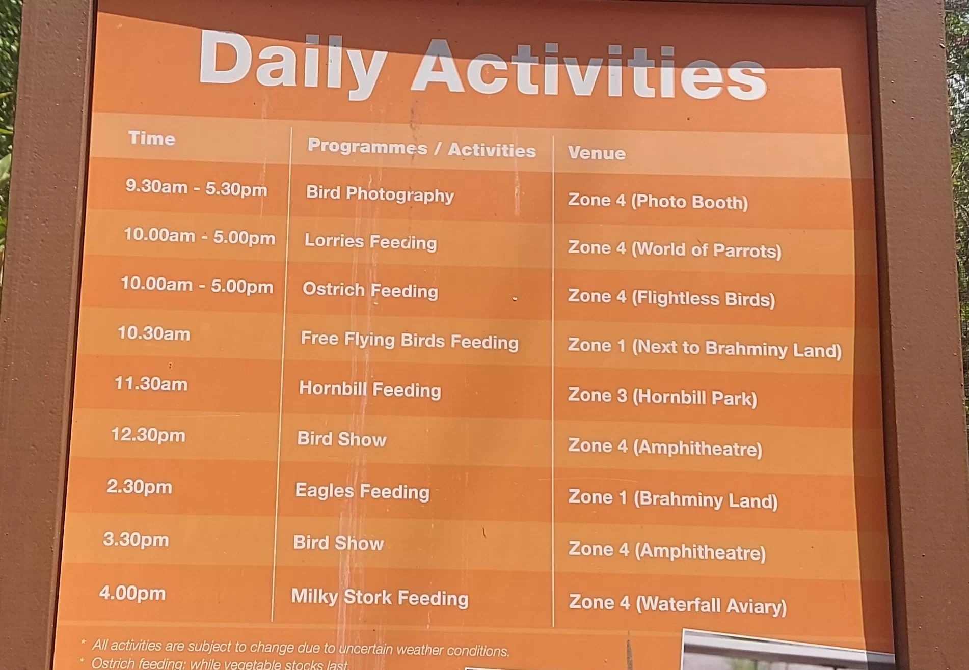 Feeding times at KL Bird Park